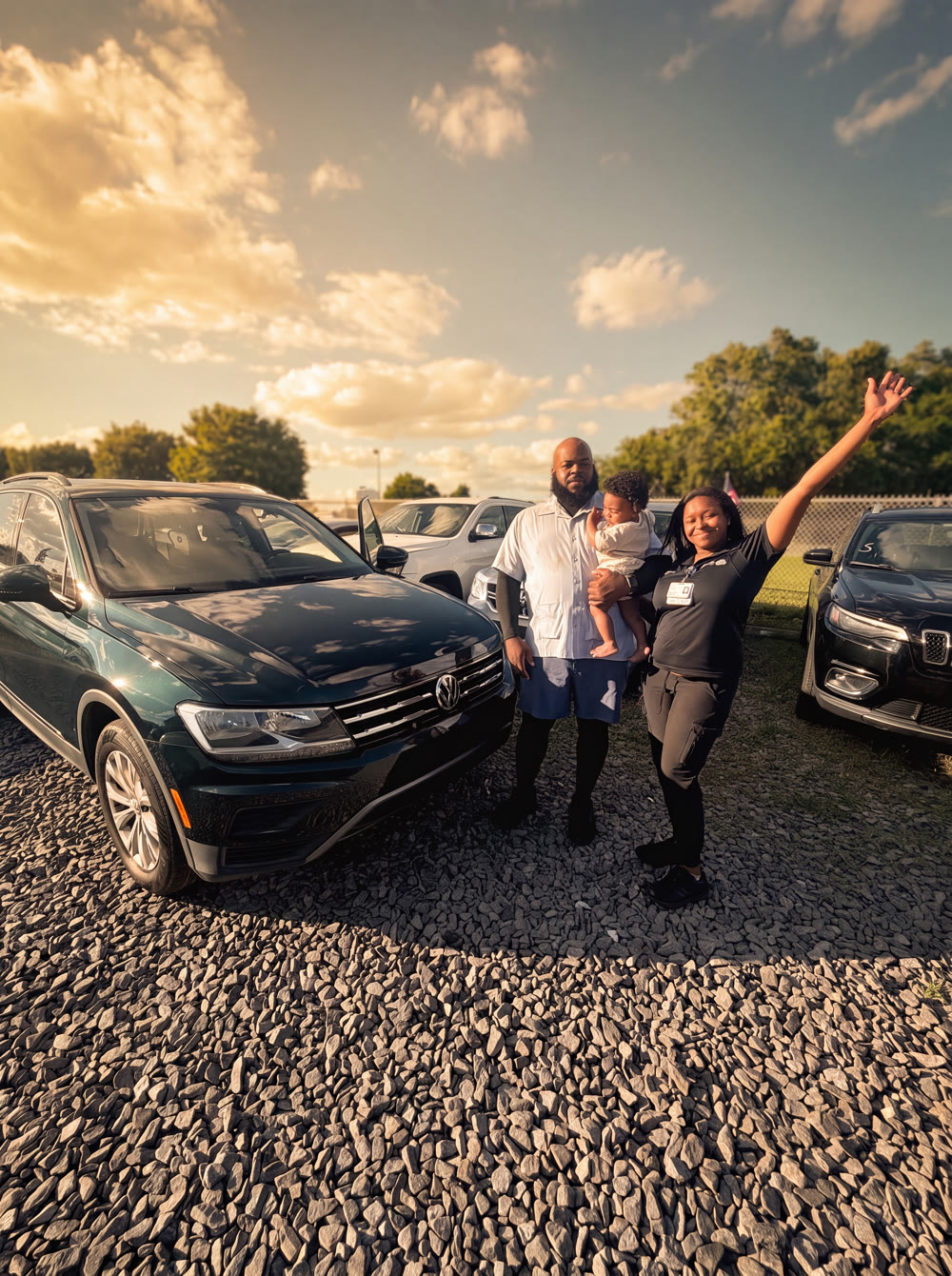 Family with their Volkswagen Tiguan